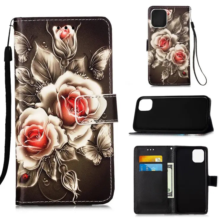 Painted Flat Texture Leather Case with Lanyard & Card Slot & Wallet & Holder For iPhone 12 Pro Max - For iPhone 12 Pro