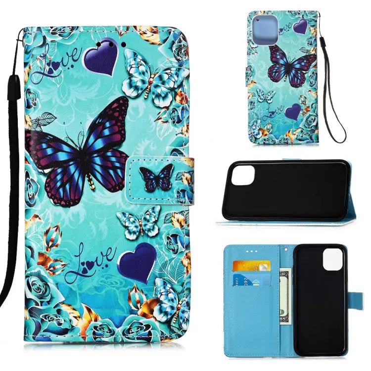 Painted Flat Texture Leather Case with Lanyard & Card Slot & Wallet & Holder For iPhone 12 Pro Max - For iPhone 12 Pro