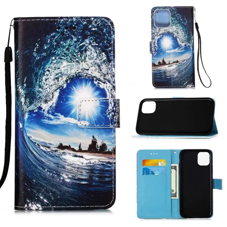 Painted Flat Texture Leather Case with Lanyard & Card Slot & Wallet & Holder For iPhone 12 Pro Max - For iPhone 12 Pro