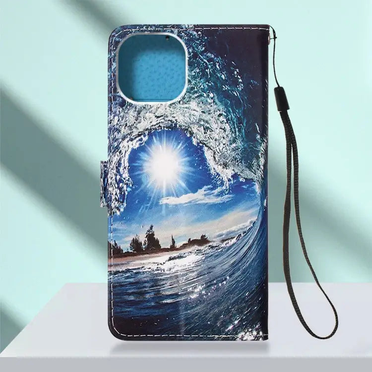 Painted Flat Texture Leather Case with Lanyard & Card Slot & Wallet & Holder For iPhone 14 For iPhone 14 Plus