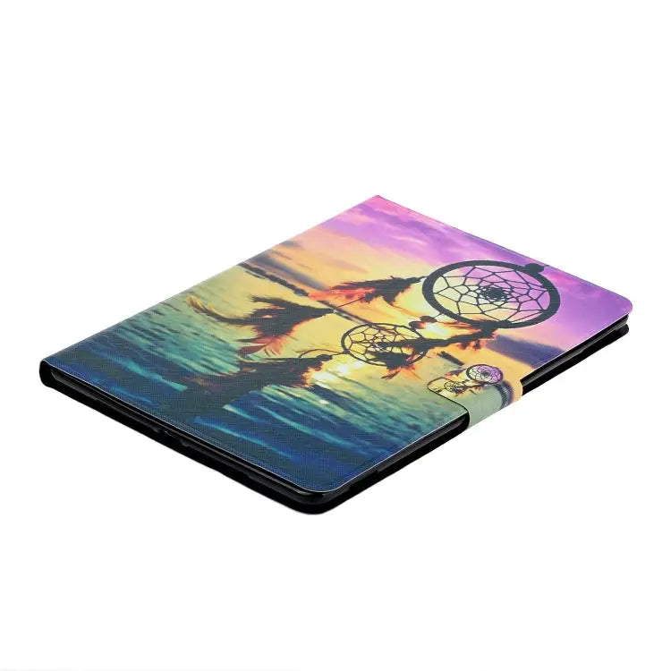 Painted Left and Right Flat Leather Case with Sleep Function & Card Slot & Buckle Anti-skid Strip and Bracket For iPad