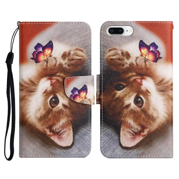 Painted Pattern Horizontal Flip Leather Case with Holder & Card Slot & Wallet For iPhone 8 Plus & 7 Plus - For iPhone 8