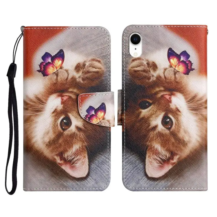 Painted Pattern Horizontal Flip Leather Case with Holder & Card Slot & Wallet For iPhone XR - For iPhone XR / Butterfly