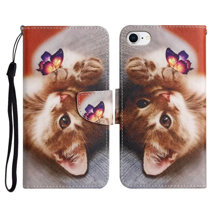 Painted Pattern Horizontal Flip Leather Case with Holder & Card Slot & Wallet For iPhone SE 2022 / SE 2020 / 8 / 7