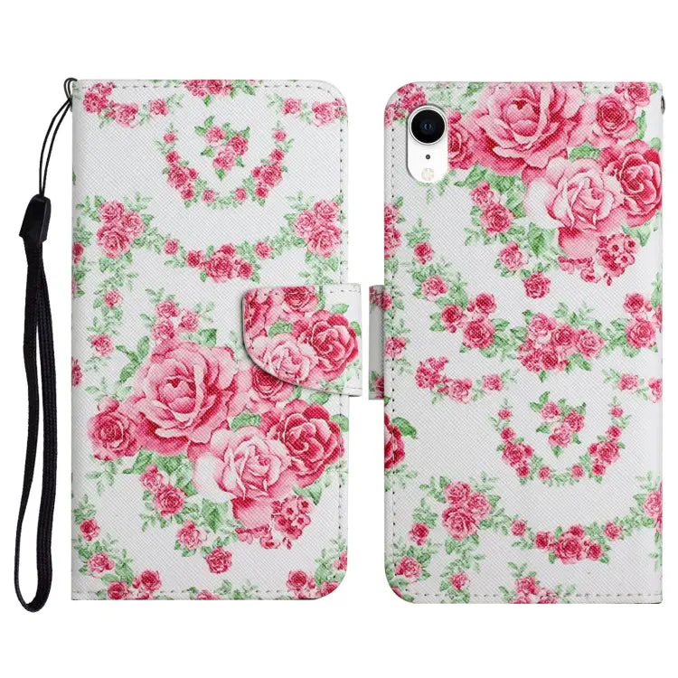 Painted Pattern Horizontal Flip Leather Case with Holder & Card Slot & Wallet For iPhone XR - For iPhone XR / Rose