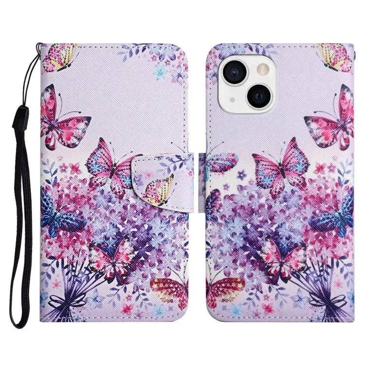 Painted Pattern Horizontal Flip Leather Case with Holder & Card Slot & Wallet For iPhone 13 - For iPhone 13 / Bright