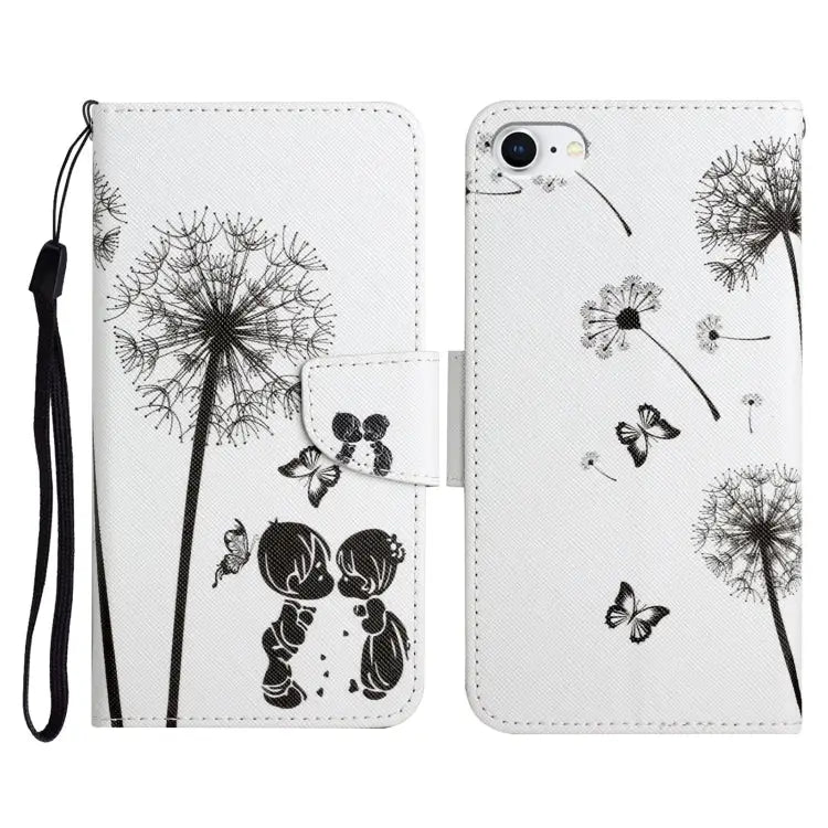 Painted Pattern Horizontal Flip Leather Case with Holder & Card Slot & Wallet For iPhone SE 2022 / SE 2020 / 8 / 7