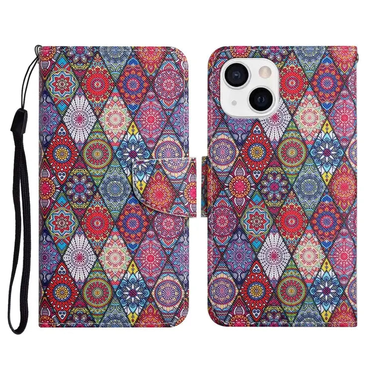 Painted Pattern Horizontal Flip Leather Case with Holder & Card Slot & Wallet For iPhone 13 - For iPhone 13 / Prismatic