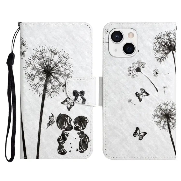 Painted Pattern Horizontal Flip Leather Case with Holder & Card Slot & Wallet For iPhone 13 - For iPhone 13 / Dandelion
