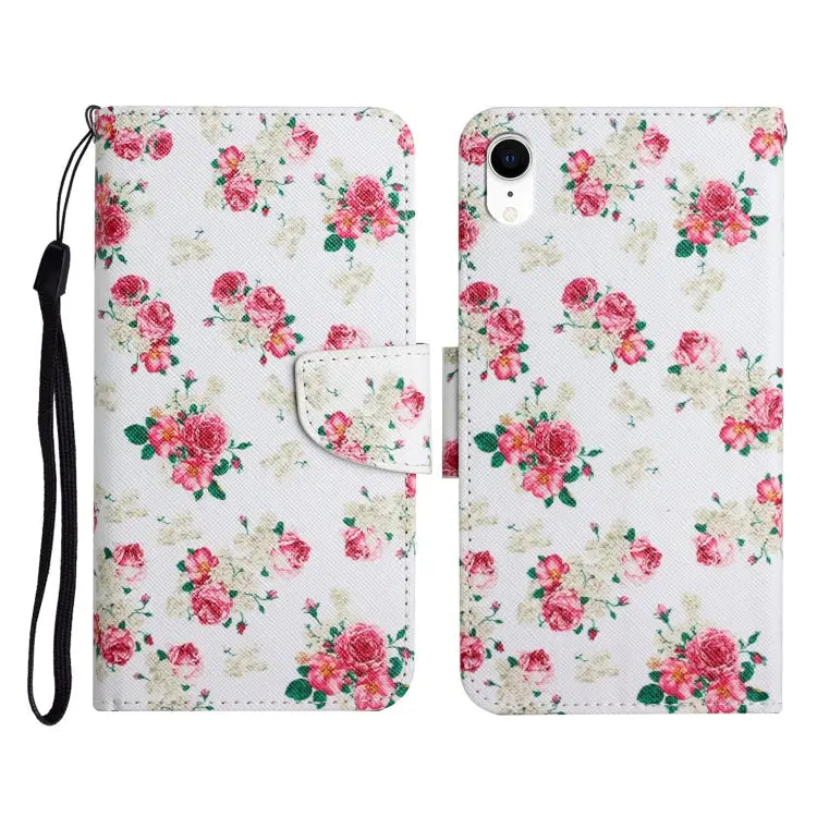 Painted Pattern Horizontal Flip Leather Case with Holder & Card Slot & Wallet For iPhone XR - For iPhone XR / Red Peony