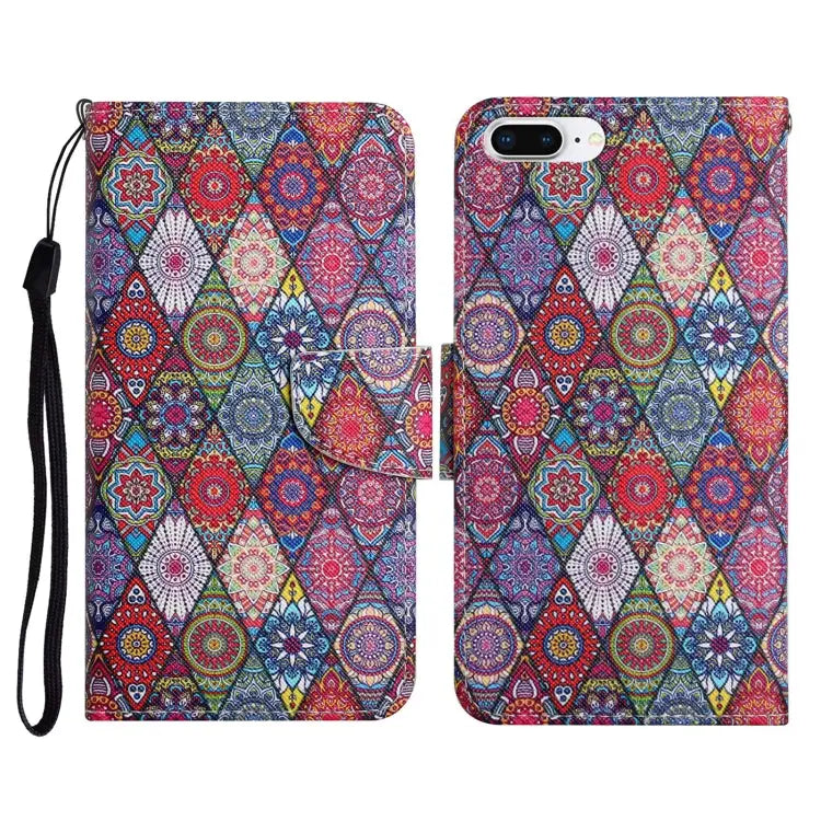Painted Pattern Horizontal Flip Leather Case with Holder & Card Slot & Wallet For iPhone 8 Plus & 7 Plus - For iPhone 8
