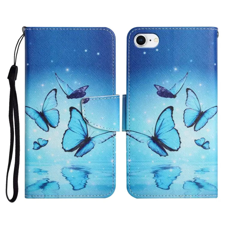 Painted Pattern Horizontal Flip Leather Case with Holder & Card Slot & Wallet For iPhone SE 2022 / SE 2020 / 8 / 7