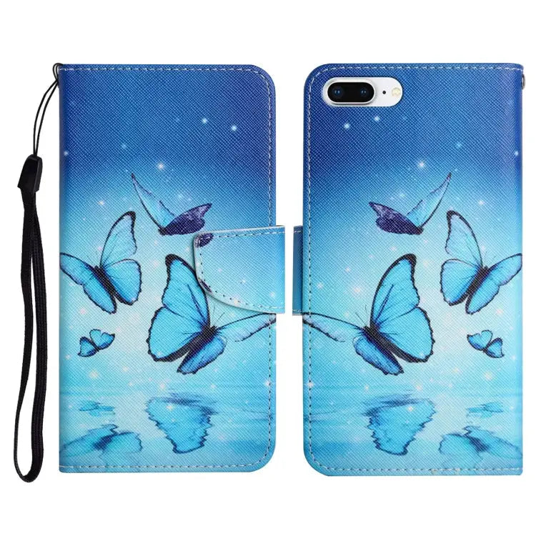 Painted Pattern Horizontal Flip Leather Case with Holder & Card Slot & Wallet For iPhone 8 Plus & 7 Plus - For iPhone 8