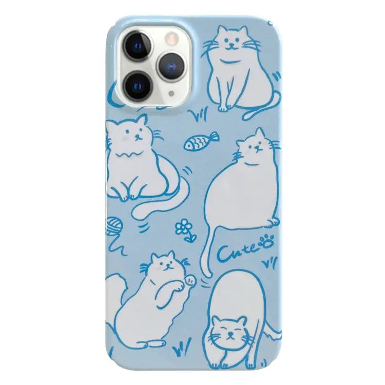 Painted Pattern PC Phone Case For iPhone 11 For iPhone 11 Pro Max - For iPhone 11 Pro Max / Funny Cat - Apple