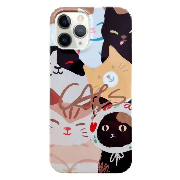 Painted Pattern PC Phone Case For iPhone 11 For iPhone 11 Pro Max - For iPhone 11 Pro Max / Stacked Cats - Apple