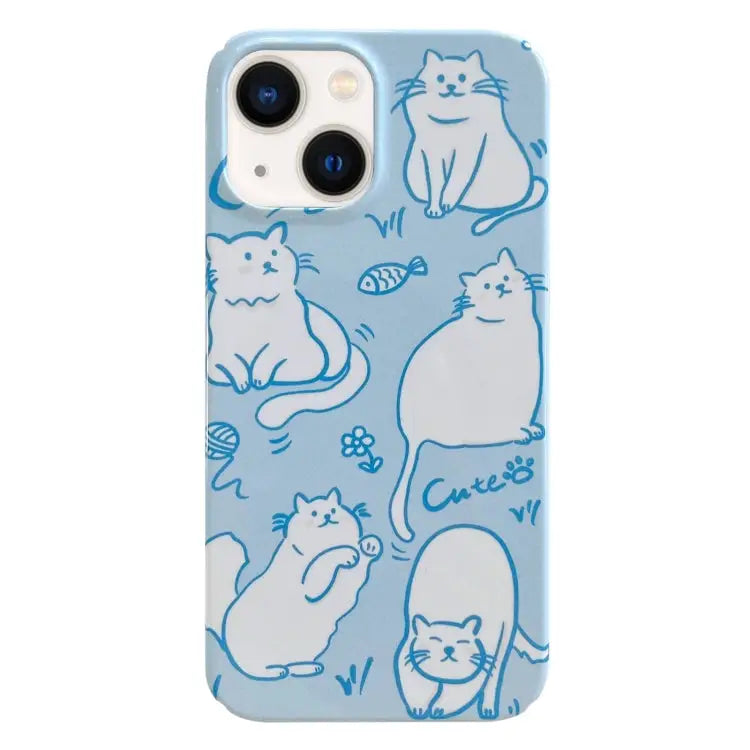 Painted Pattern PC Phone Case For iPhone 13 For iPhone 13 Pro - For iPhone 13 / Funny Cat - Apple Accessories