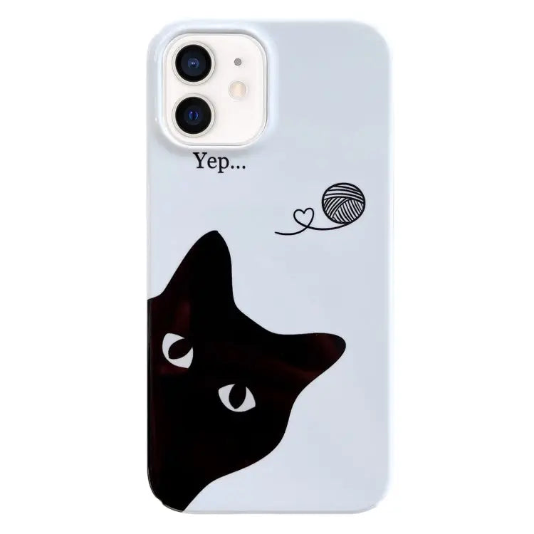 Painted Pattern PC Phone Case For iPhone 13 Pro Max For iPhone 12 - For iPhone 12 / Black Cat - Apple Accessories
