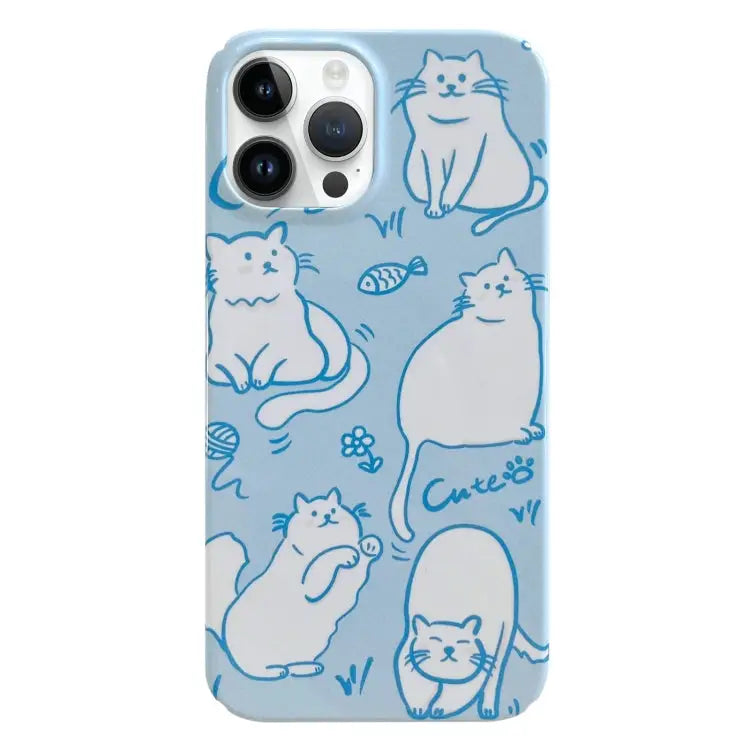 Painted Pattern PC Phone Case For iPhone 13 Pro Max For iPhone 12 - For iPhone 13 Pro Max / Funny Cat - Apple