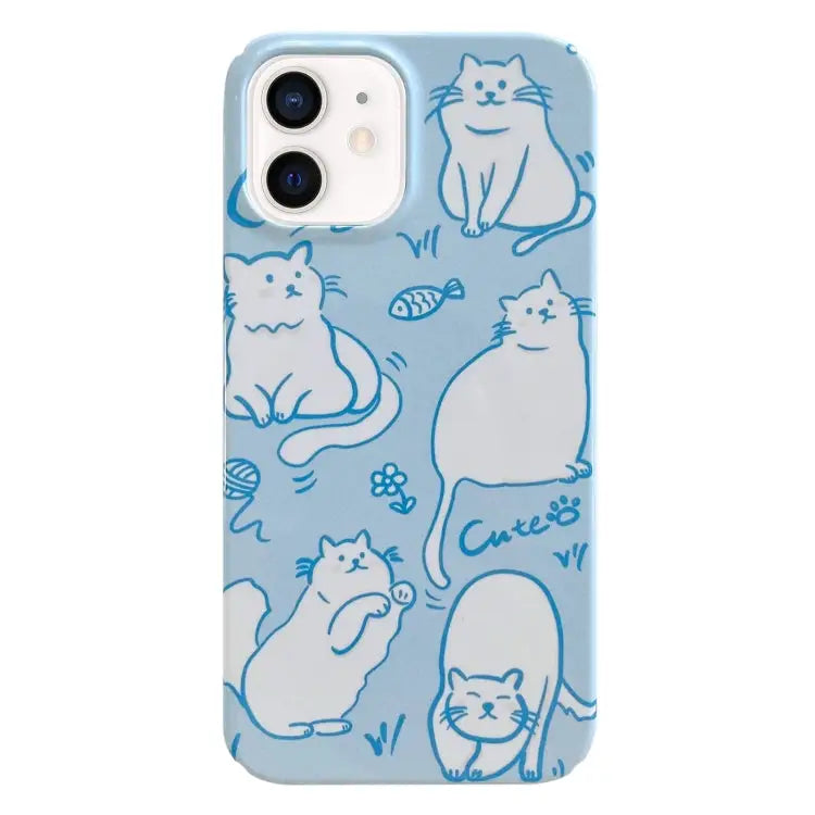 Painted Pattern PC Phone Case For iPhone 13 Pro Max For iPhone 12 - For iPhone 12 / Funny Cat - Apple Accessories