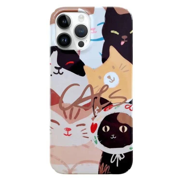 Painted Pattern PC Phone Case For iPhone 13 Pro Max For iPhone 12 - For iPhone 13 Pro Max / Stacked Cats - Apple