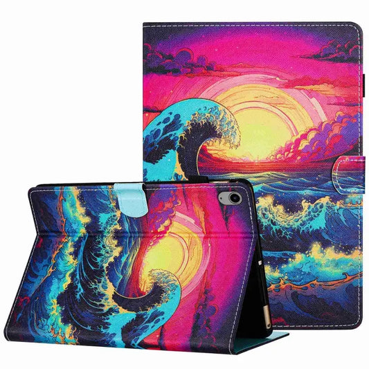 Painted Pattern Stitching Smart Leather Tablet Case For iPad 10th Gen 10.9 2022 For iPad mini 2024 / mini 6 For iPad 11