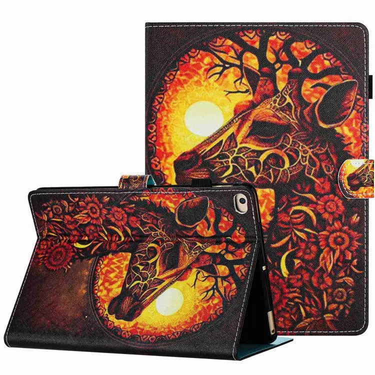 Painted Pattern Stitching Smart Leather Tablet Case For iPad mini 5 / 4 / 3 / 2 / 1 For iPad 9.7 2018 / 2017 - For iPad