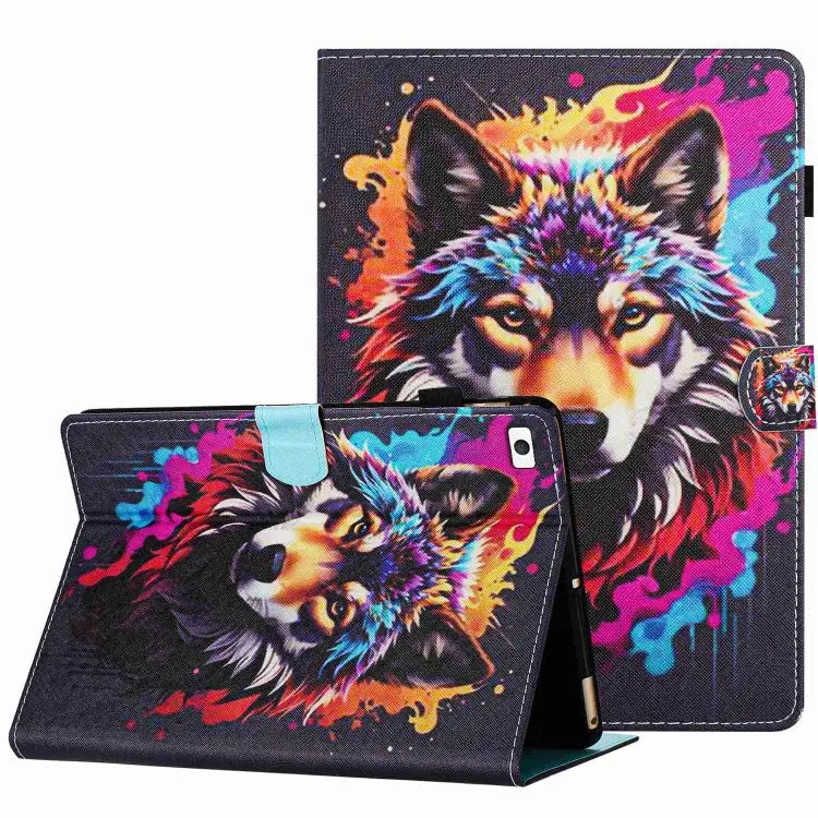 Painted Pattern Stitching Smart Leather Tablet Case For iPad mini 5 / 4 / 3 / 2 / 1 For iPad 9.7 2018 / 2017 - For iPad