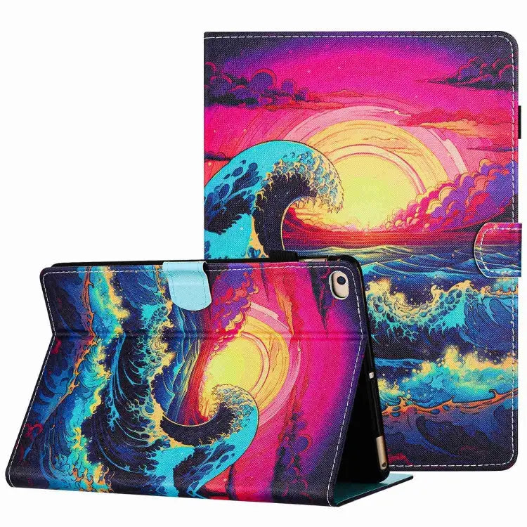Painted Pattern Stitching Smart Leather Tablet Case For iPad mini 5 / 4 / 3 / 2 / 1 For iPad 9.7 2018 / 2017 - For iPad