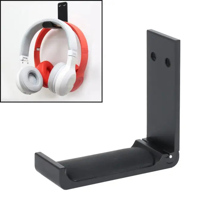 Paste Screw Type Metal Foldable Headset Stand Display Hanger Paste Screw Type - Paste Screw Type / Black