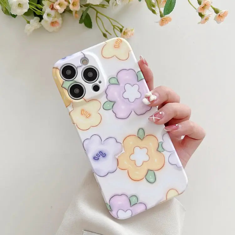 PC Phone Case For iPhone 12 For iPhone 11 Pro Max For iPhone 11 - For iPhone 11 / Yellow Purple Flowers - Apple