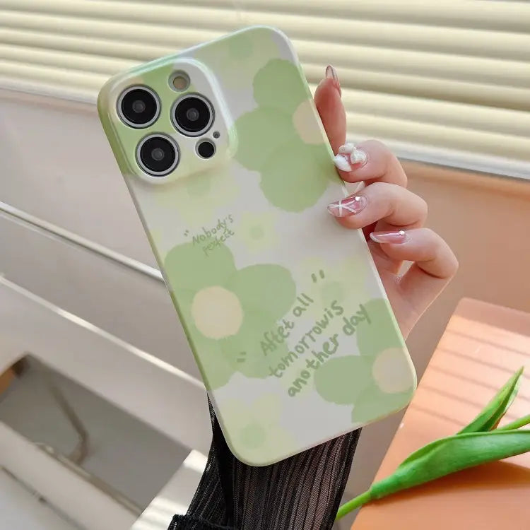 PC Phone Case For iPhone 14 Pro Max For iPhone 14 Pro For iPhone 14 - For iPhone 14 Pro / Green Flower - Apple