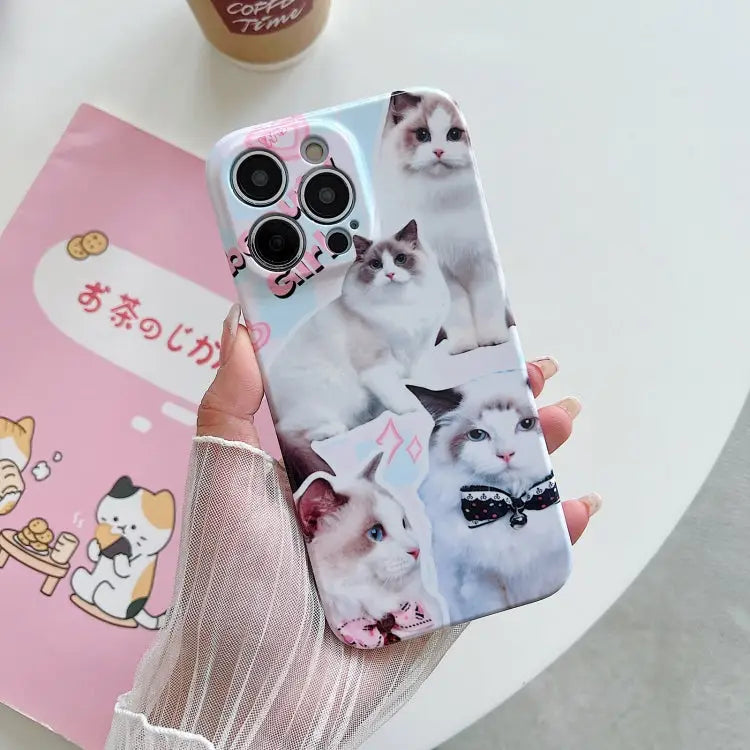 PC Phone Case For iPhone 14 Pro Max For iPhone 14 Pro For iPhone 14 - For iPhone 14 Pro Max / White Cat - Apple