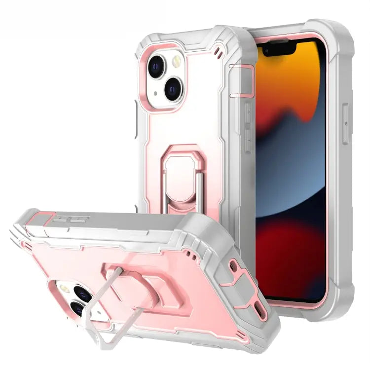 PC + Rubber 3-layers Shockproof Protective Case with Rotating Holder For iPhone 13 mini For iPhone 13 - For iPhone 13