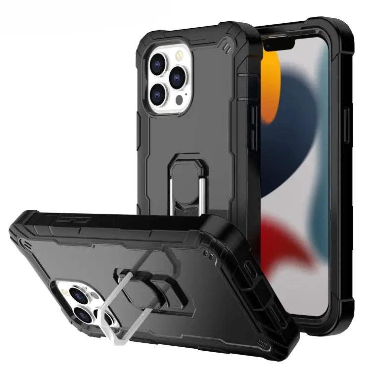 PC + Rubber 3-layers Shockproof Protective Case with Rotating Holder For iPhone 13 Pro For iPhone 13 Pro Max