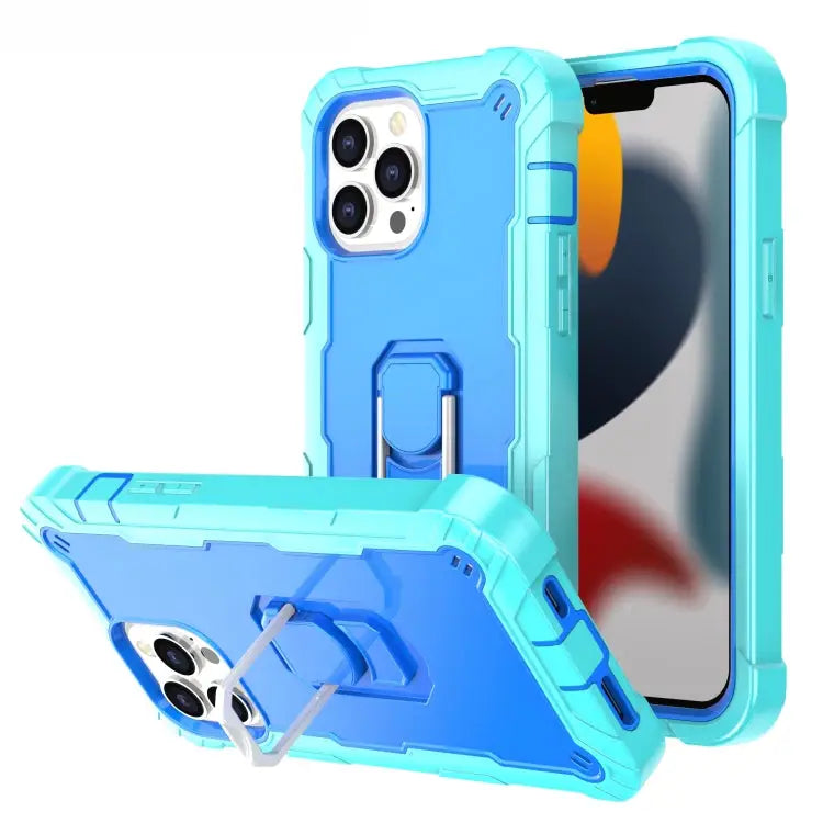 PC + Rubber 3-layers Shockproof Protective Case with Rotating Holder For iPhone 13 Pro For iPhone 13 Pro Max