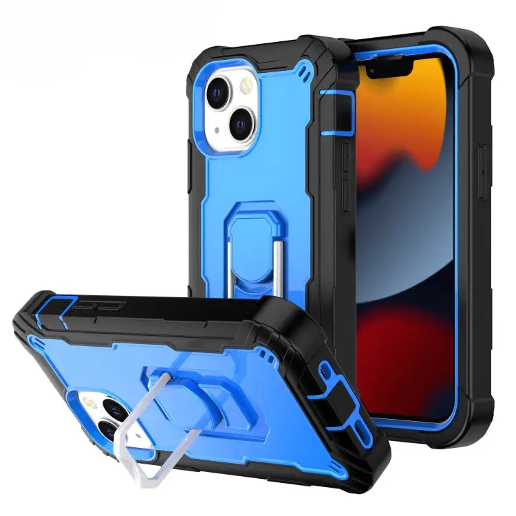 PC + Rubber 3-layers Shockproof Protective Case with Rotating Holder For iPhone 13 mini For iPhone 13 - For iPhone 13