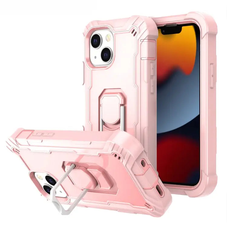 PC + Rubber 3-layers Shockproof Protective Case with Rotating Holder For iPhone 13 mini For iPhone 13 - For iPhone 13