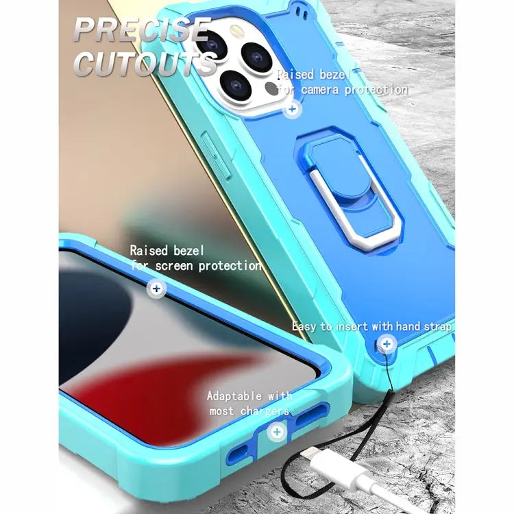 PC + Rubber 3-layers Shockproof Protective Case with Rotating Holder For iPhone 13 Pro For iPhone 13 Pro Max - Apple