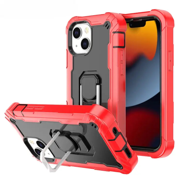 PC + Rubber 3-layers Shockproof Protective Case with Rotating Holder For iPhone 13 mini For iPhone 13 - For iPhone 13