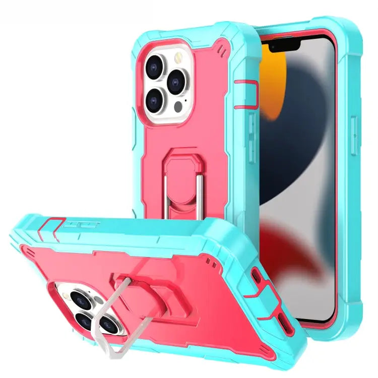 PC + Rubber 3-layers Shockproof Protective Case with Rotating Holder For iPhone 13 Pro For iPhone 13 Pro Max
