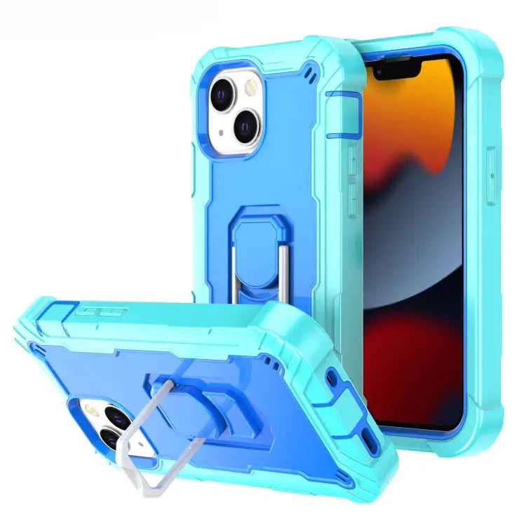 PC + Rubber 3-layers Shockproof Protective Case with Rotating Holder For iPhone 13 mini For iPhone 13 - For iPhone 13
