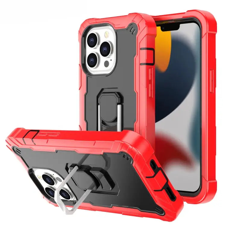 PC + Rubber 3-layers Shockproof Protective Case with Rotating Holder For iPhone 13 Pro For iPhone 13 Pro Max