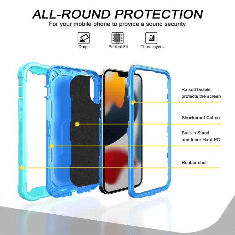 PC + Rubber 3-layers Shockproof Protective Case with Rotating Holder For iPhone 13 Pro For iPhone 13 Pro Max - Apple