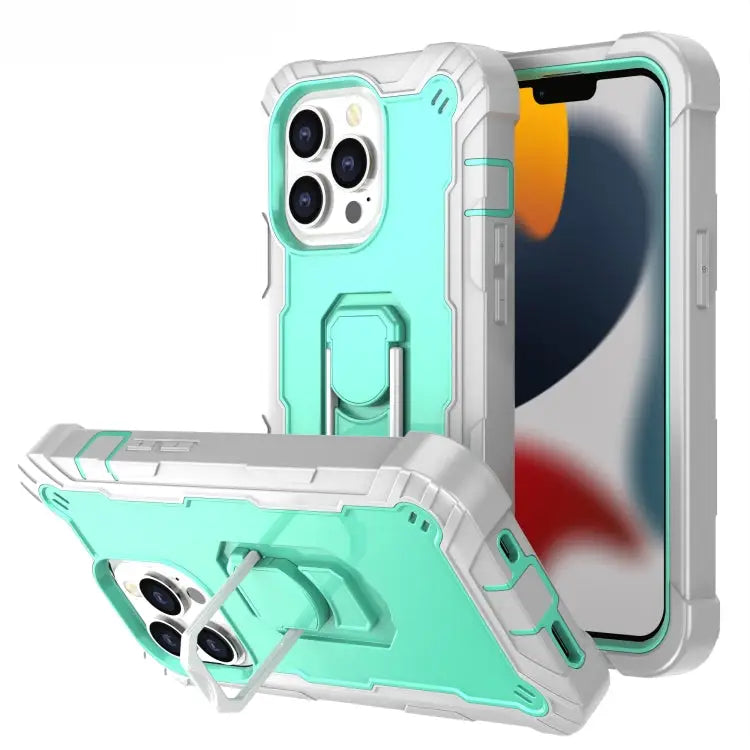 PC + Rubber 3-layers Shockproof Protective Case with Rotating Holder For iPhone 13 Pro For iPhone 13 Pro Max