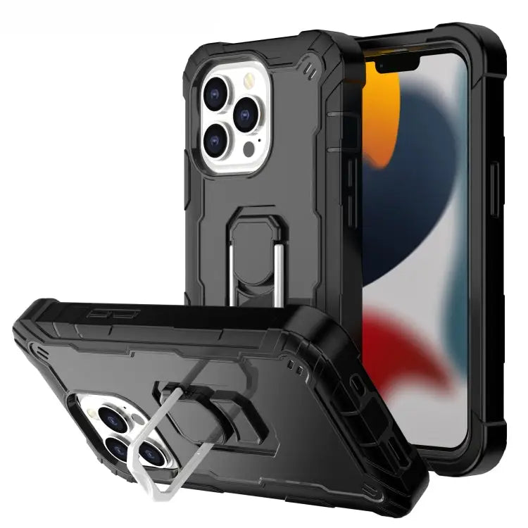 PC + Rubber 3-layers Shockproof Protective Case with Rotating Holder For iPhone 13 Pro For iPhone 13 Pro Max
