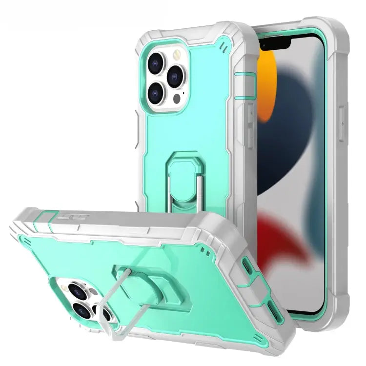 PC + Rubber 3-layers Shockproof Protective Case with Rotating Holder For iPhone 13 Pro For iPhone 13 Pro Max