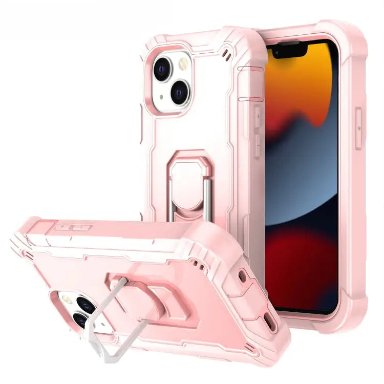 PC + Rubber 3-layers Shockproof Protective Case with Rotating Holder For iPhone 13 mini For iPhone 13 - For iPhone 13