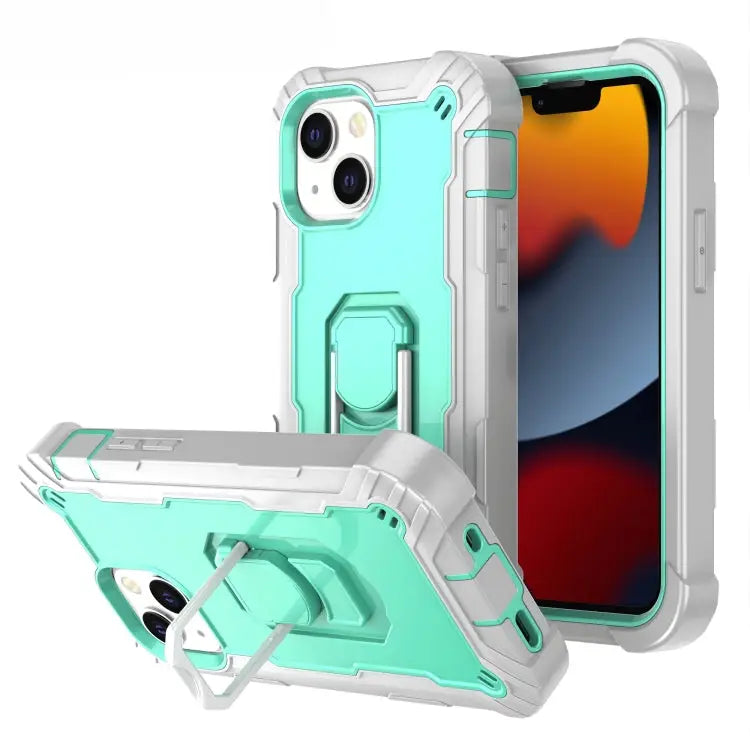 PC + Rubber 3-layers Shockproof Protective Case with Rotating Holder For iPhone 13 mini For iPhone 13 - For iPhone 13