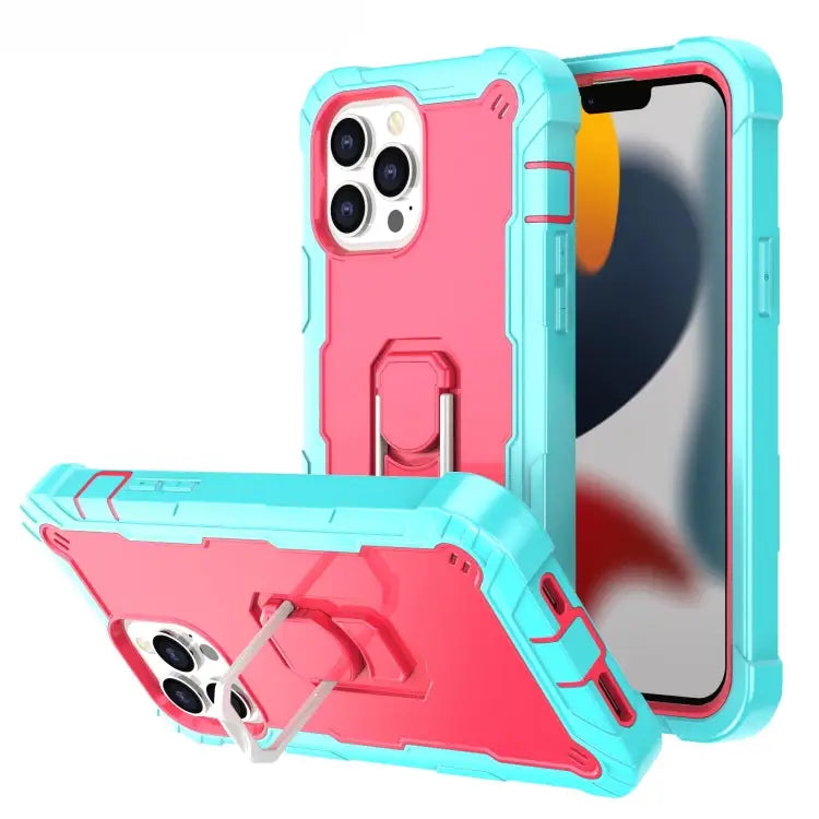 PC + Rubber 3-layers Shockproof Protective Case with Rotating Holder For iPhone 13 Pro For iPhone 13 Pro Max
