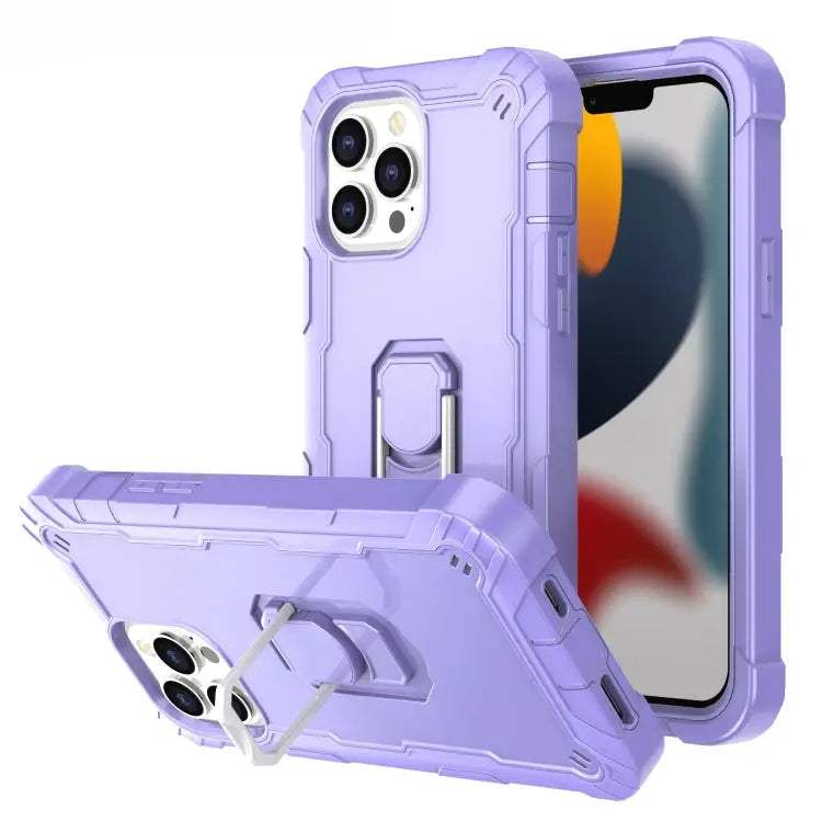 PC + Rubber 3-layers Shockproof Protective Case with Rotating Holder For iPhone 13 Pro For iPhone 13 Pro Max